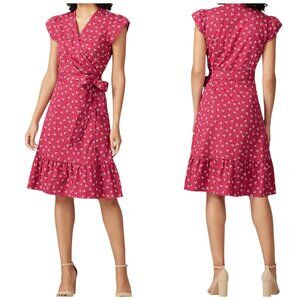 Draper James Pink Floral Wrap Dress Size 0 Cotton Rayon Midi
